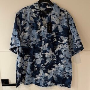 Rag and bone Blue Patterned Collared Button Down Men's Shirt